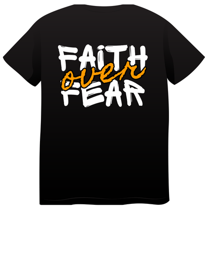 “FAITH over FEAR inspirational t‑shirt in black with bold typography”
