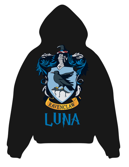 “Wizard‑inspired hoodie with house crest and custom lettering”