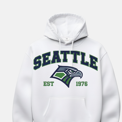 “Seattle 1976 retro football hoodie in vintage style”