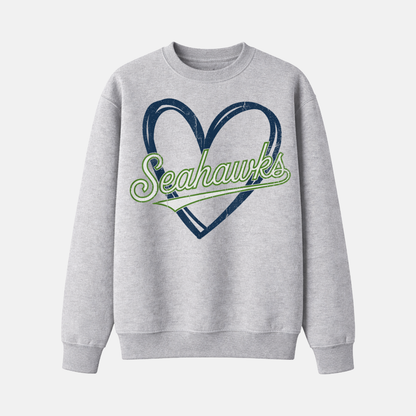 “Love Seattle Football crewneck sweatshirt with heart design”