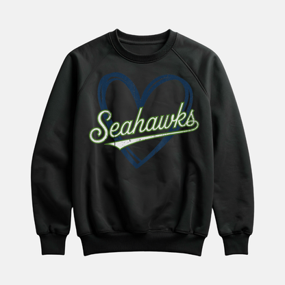 “Love Seattle Football crewneck sweatshirt with heart design”