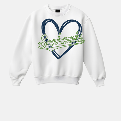 “Love Seattle Football crewneck sweatshirt with heart design”