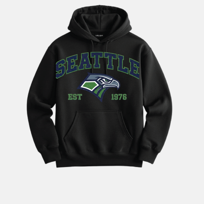 “Seattle 1976 retro football hoodie in vintage style”