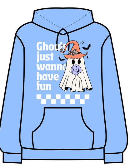 “Halloween hoodie with Ghouls Just Wanna Have Fun graphic”