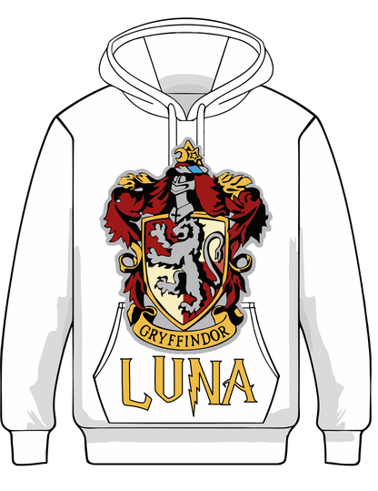 “Wizard‑inspired hoodie with house crest and custom lettering”