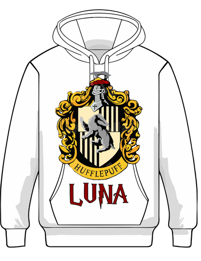 “Wizard‑inspired hoodie with house crest and custom lettering”