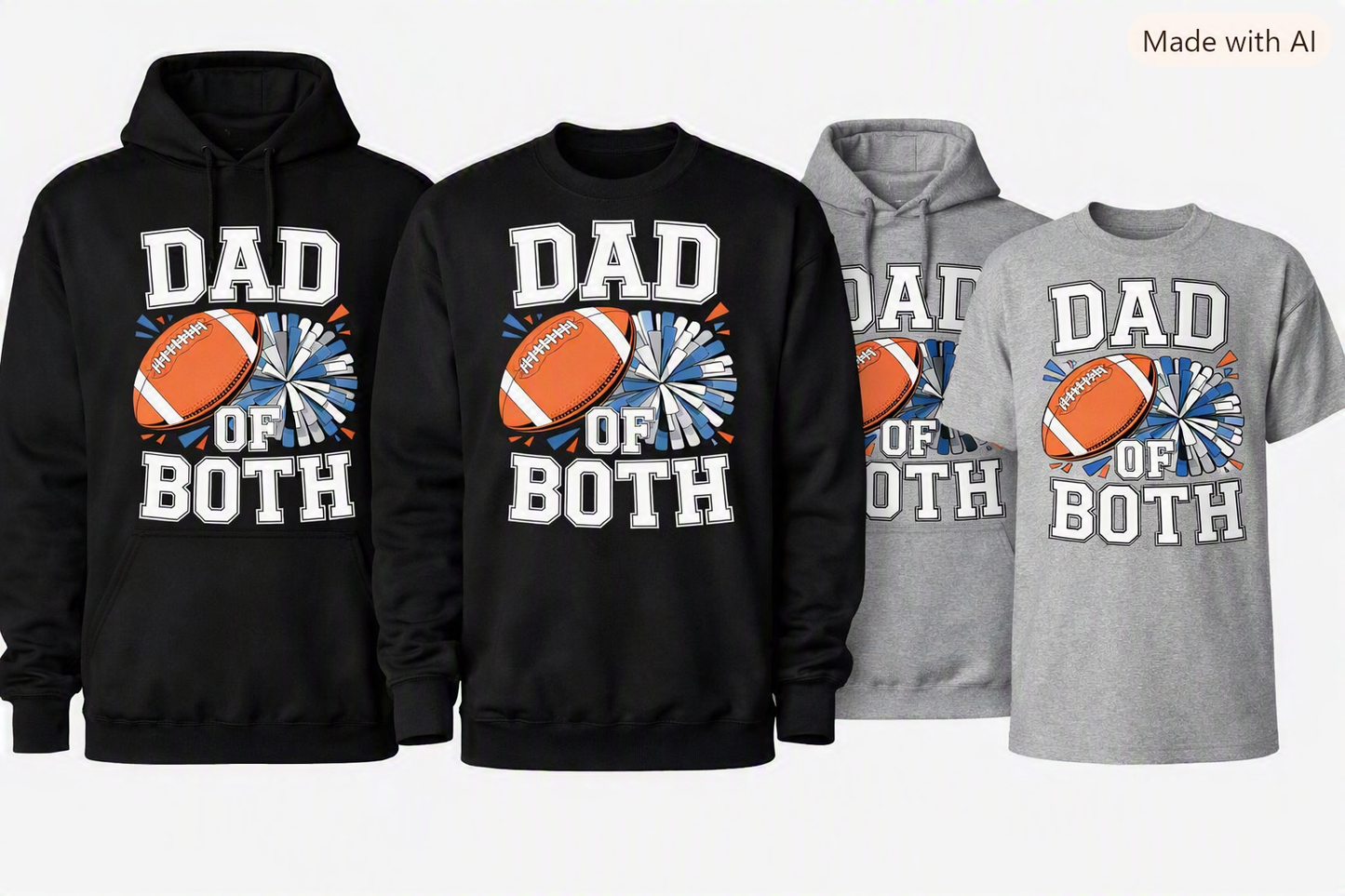 🏈💙 Dad of Both — Black & Grey Collection