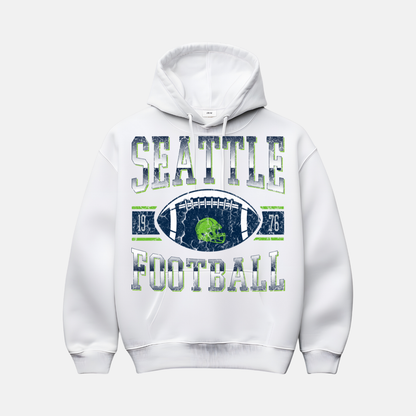 “Vintage 1976 Seattle football hoodie in retro style”
