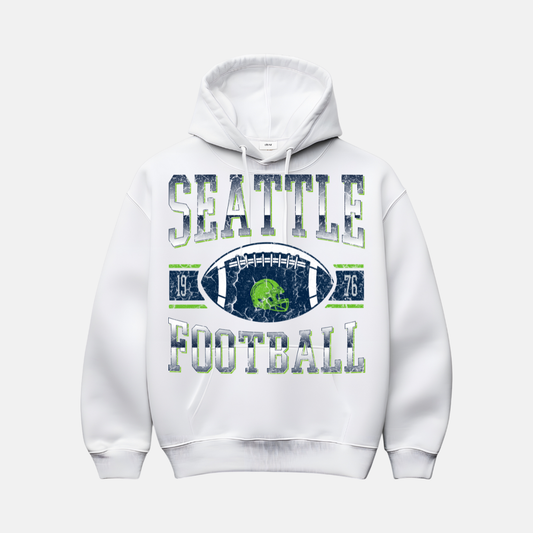 “Vintage 1976 Seattle football hoodie in retro style”