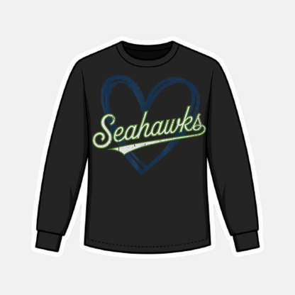 “Love Seattle Football long sleeve shirt with heart graphic”