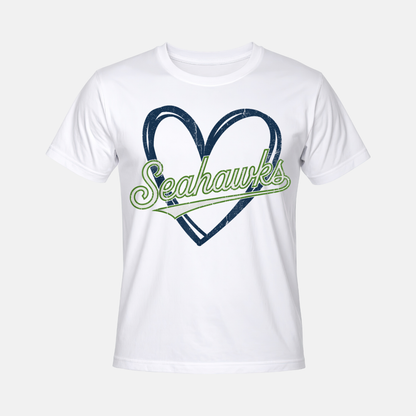 “Love Seattle Football short sleeve tee with heart design”