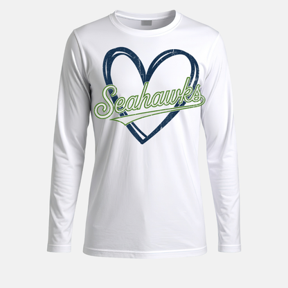 “Love Seattle Football long sleeve shirt with heart graphic”